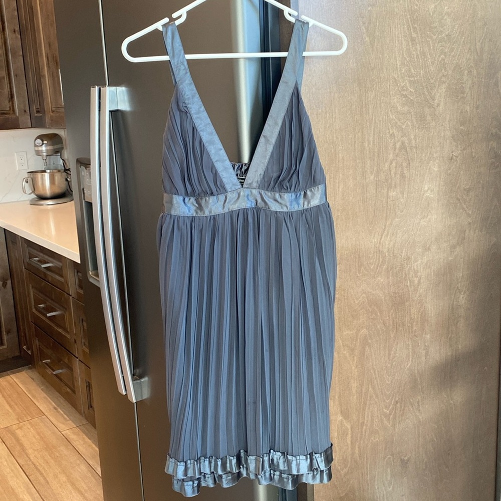 Grey pleated cocktail dress NWOT
